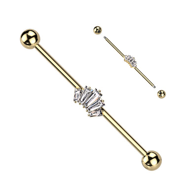 Gold Plated Regal Industrial Barbell Body Jewellery