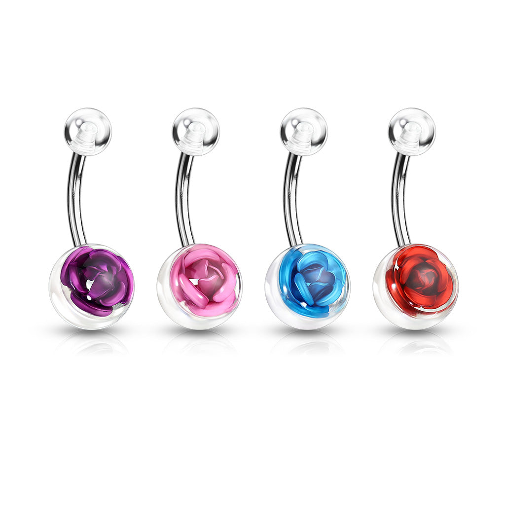 Forever Roses Acrylic Belly Bars
