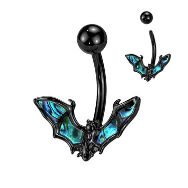 Midnight Abalone Bat Belly Button Ring