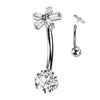 Titanium Baguette Daisy Topper Belly Bar with Internal Threading