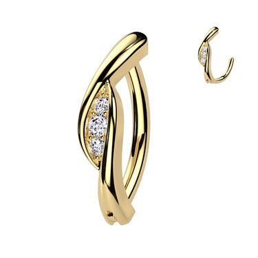 Gem Wave Belly Hoop with Gold Plating