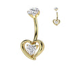 Centred Heart Gold Titanium Belly Ring with Internal Threading