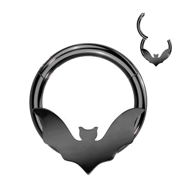 Metallic Black Precision Bat Seamless Segment Clicker. Earring or Septum