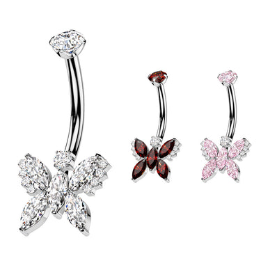 Titanium Sophistiqué Butterfly Belly Bar with Internal Threading