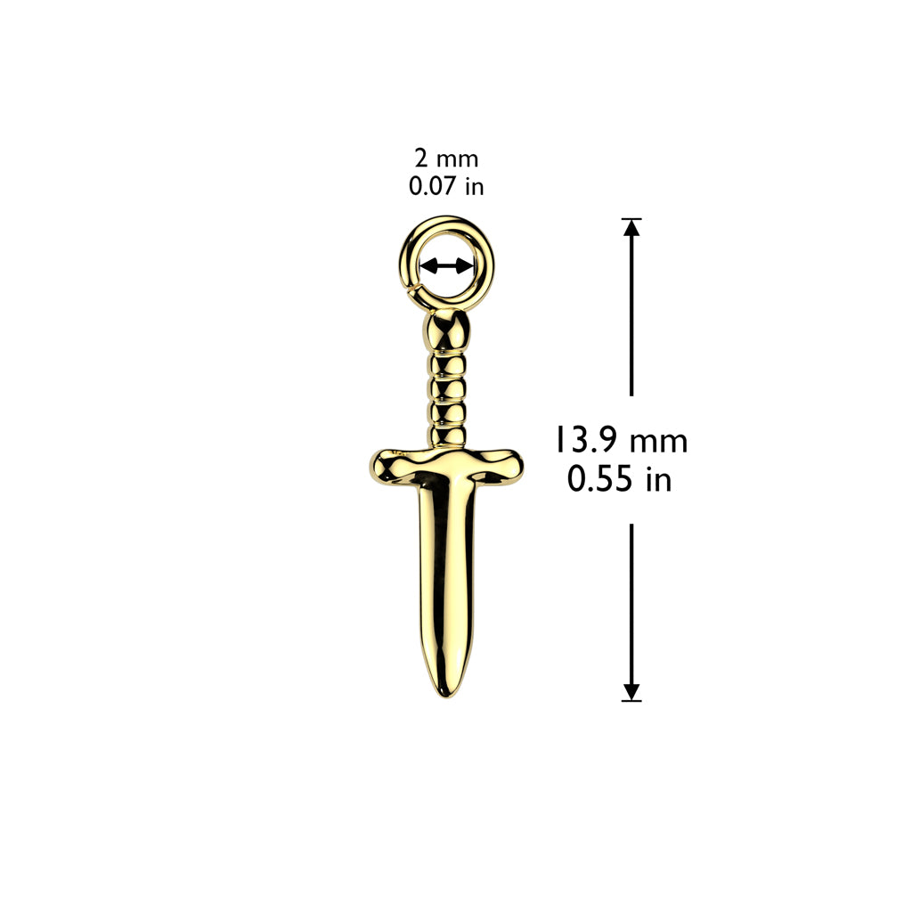 Black Titanium Dagger Body Jewellery Charm Attachment