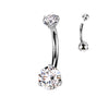 Internally Threaded White Gold Classic Prong Belly Ring