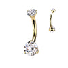 Internally Threaded Gold Classic Prong Belly Ring