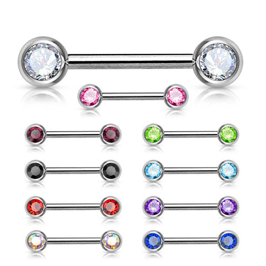 Classique 316L Surgical Steel Gem Nipple Barbells