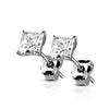 Classic CZ Princess Stud Earrings in 14K White Gold (PAIR)