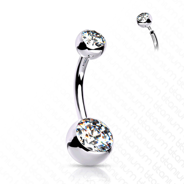 Petite Titanium Internally Threaded Gem Belly Rings