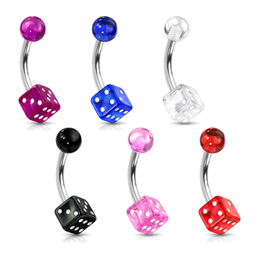 UV Acrylic Dice Belly Rings