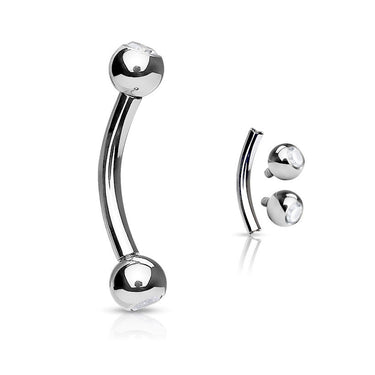 Titanium Internally Threaded Duo Gem Body Jewellery