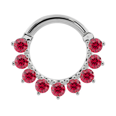 Garnet Paved Nipple Clicker Jewellery in 14K White Gold