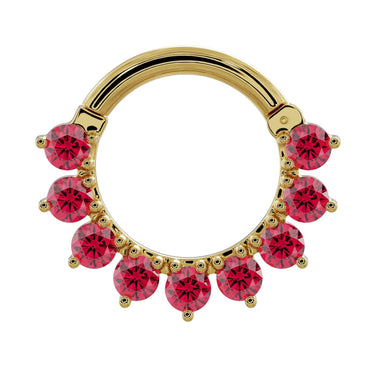 Garnet Paved Nipple Clicker Jewellery in 14K Yellow Gold