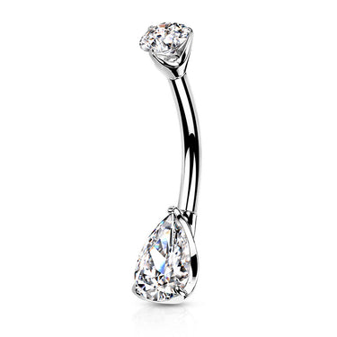 Madame Diamanté Teardrop Belly Ring in 14K White Gold