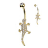 Glitzy Gecko Belly Bar with Gold Plating