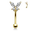 16g Petite Butterfly Reverse Navel Ring In Yellow Gold