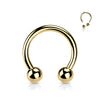 Gold Titanium Circular Horseshoe Body Jewellery