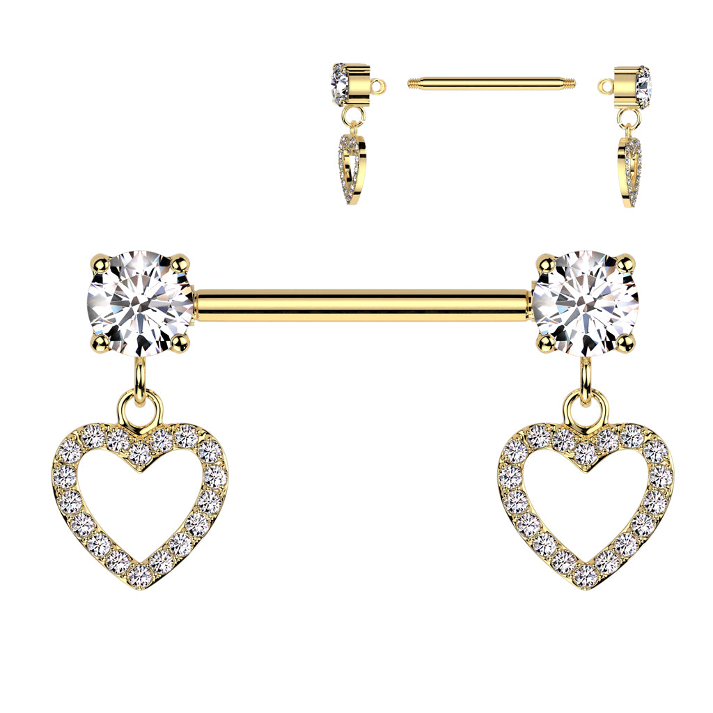 The Love Charmer Nipple Barbell with Gold Plating