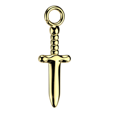 Gold Titanium Dagger Body Jewellery Charm Attachment