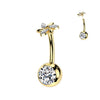 Gold Titanium Threadless Floral Spin Belly Bar