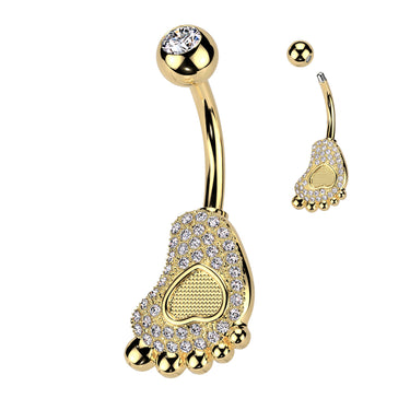 Bare Foot Fixed Belly Bar with Gold Plating