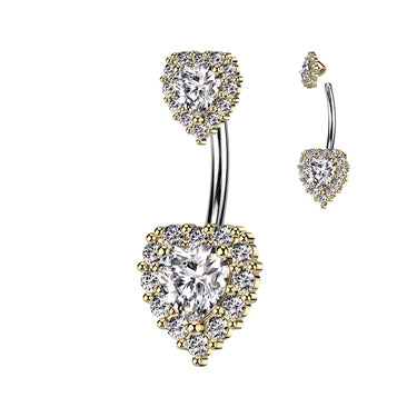 Glacier Hearts Belly Ring with Gold Plating