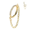 Gold Chained Titanium Hinged Clicker Earring