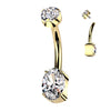 Gold Titanium Oval Belly Ring with Internal Threading