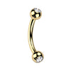 Double Gem Belly Piercing with Gold Plating