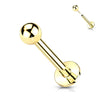 Ball Earring in 14K Yellow Gold. Threadless Push-In Earring