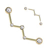 The Zig Zag Industrial Barbell with Gold Plating