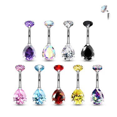 Classic Titanium Teardrop Belly Ring with Internal Threading