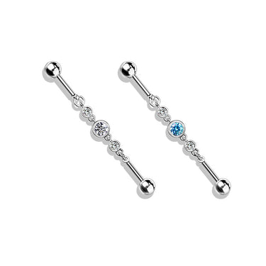 Gem Chain Multi Stud. Industrial or Double Helix Body Jewellery