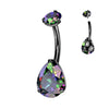 Metallic Black Titanium Teardrop Belly Ring with Internal Threading