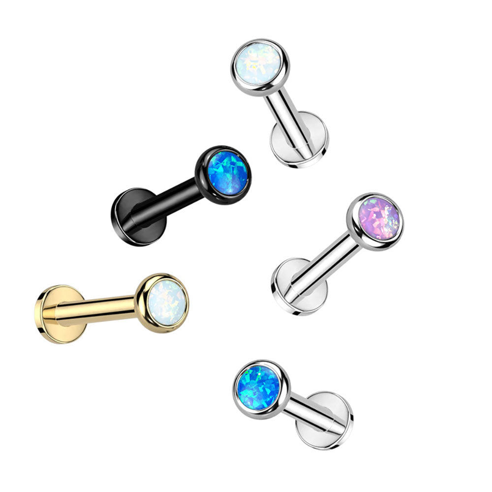 16g Solid Titanium Opal Earring. Tragus and Cartilage Jewellery.