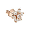 Pearl Flower Diamond Centre Earring by Maria Tash in 14K Rose Gold. Butterfly Stud.