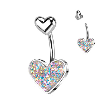 Luiza Puffed Glitter Heart Belly Bar