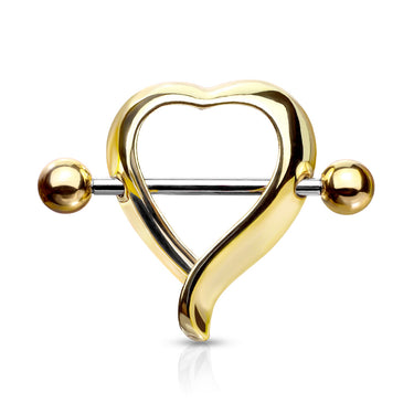 Puffed Heart Nipple Shield with Gold Plating