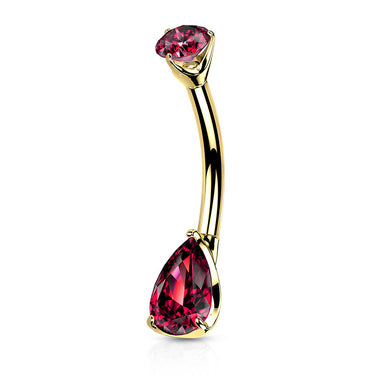 Madame Diamanté Teardrop Belly Ring in 14K Yellow Gold