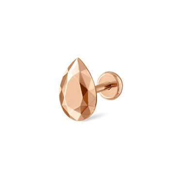 Faceted Gold Pear Threaded Stud Earring by Maria Tash in 14K Rose Gold.