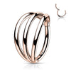 Halo Stacked Hoop Earrings in Rose Titanium. Tragus, conch and Cartilage Jewellery.