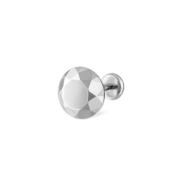 Faceted Gold Round Threaded Stud Earring by Maria Tash in 14K White Gold.