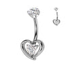 Centred Heart Titanium Belly Ring with Internal Threading