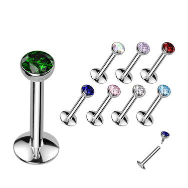 Titanium Flat Back Gem Body Jewellery. Internally Threaded Flat Back Stud. 16g or 18g