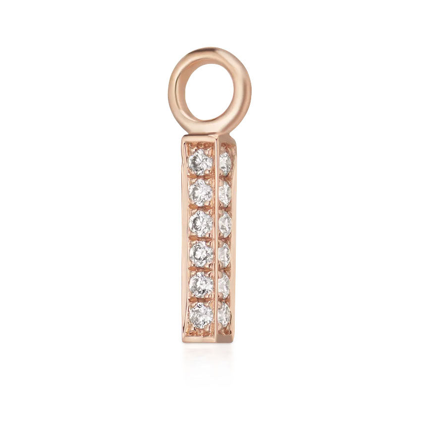 Diamond Pavé Square Bar Charm by Maria Tash in Rose Gold.