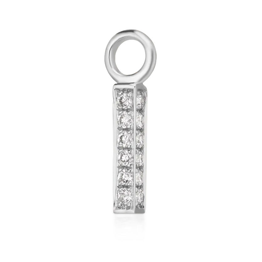 Diamond Pavé Square Bar Charm by Maria Tash in White Gold.