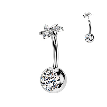 Titanium Threadless Floral Spin Belly Bar