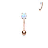 16g Petite Opal Prong Set Reverse Navel Ring In Rose Gold