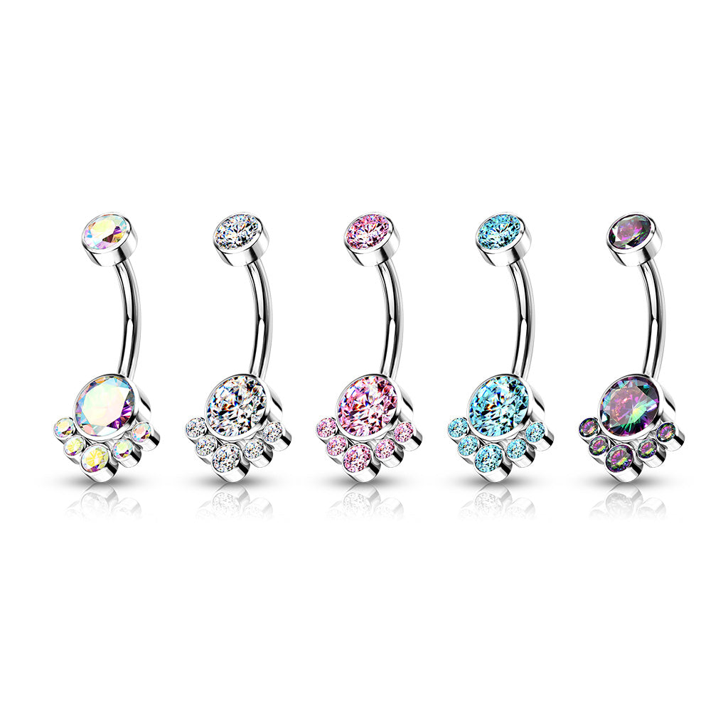 Titanium Chandelier Belly Ring with Internal Threading